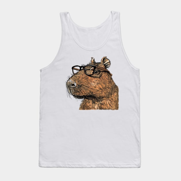 Cute Capybara Specs: The Eyewear Enthusiast Tee Tank Top by Carnets de Turig